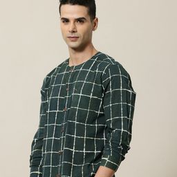 Mr Bowerbird Pure Cotton Bagru Hand Block  Windowpane Checked Liberal Fit Casual Shirt-image-31