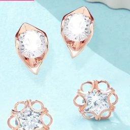 Zaveri Pearls Set of 2 Rose Gold Contemporary Stud Earrings - ZPFK12809-24