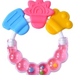 Domenico Round Shape BPA Free Silicone Bell Teether Ring - Pink-28