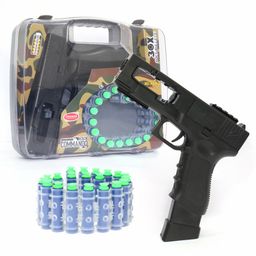 Aditi Toys Automatic 30 Rapid Fire Black Commando Dart Gun, Include 30 Soft Suction Foam Bullets with 20 Bullet Strips, Rechargeable Gun For Kids, With Carrying Briefcase Boys & Girls Above 3 Years.-0