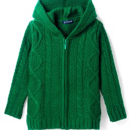 Pine Kids Knitted Full Sleeves Hooded Front Open Sweater with Cable Knit Design - Green-image-83