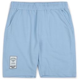 ALAN JONES Cotton Blend Knit North Point Beach Text Patch Detailed Shorts - Light Blue-image-30