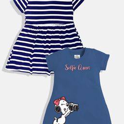 YK X Minute Mirth Pack Of 2 Striped A-Line Dresses-image-79
