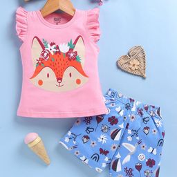 Toonyport Girls Printed Pure Cotton Top with Shorts-picture-0