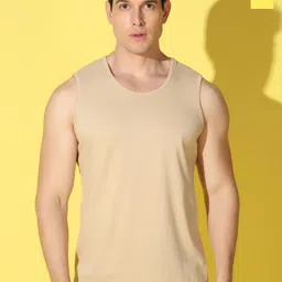 WOOSTRO Pack Of 2 Printed Super Combed Cotton Gym Vests VWS26(PLAIN RUST)(HARD YELLOW)-picture-20
