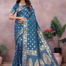 KALINI Woven Design Zari Silk Blend Handloom Banarasi Saree-picture-37