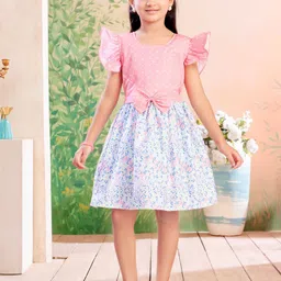 BAESD Girls Polka Dots Printed Bow Fit & Flare Dress-picture-24