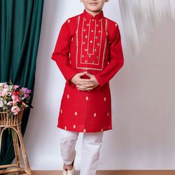 NFC CREATION Boys Ethnic Motifs Embroidered Regular Kurta with Pyjamas image 1