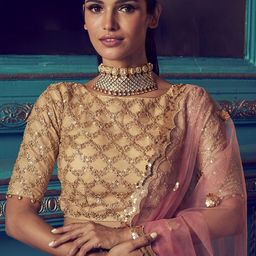 ODETTE Embellished Sequinned Net Semi-Stitched Lehenga & Blouse With Dupatta image 2