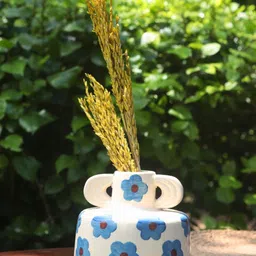 WEAVING HOMES White & Blue Printed Ceramic Flower Vases-44