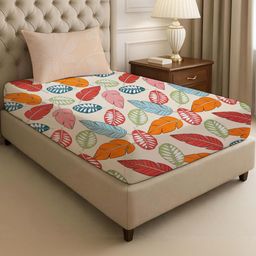 IVAZA Beige Floral 210 Pure Cotton Single-image-80
