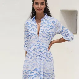 DressBerry Women Animal Printed Shirt Collar Casual A-Line Dress-image-97