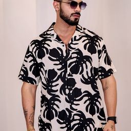 Eszett Men Relaxed Fit Conversational Printed Cuban Collar Casual Shirt-image-30