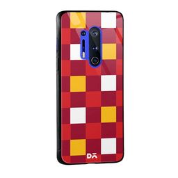 DailyObjects Red & Yellow Quartet Checks 2 OnePlus 8 Pro Glass Case image 2