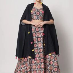 SHUBHKALA Navy Embellished Lehenga and Choli Set With Dupatta-picture-28