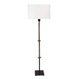 Sanded Edge White Miller Floor Lamp in Solid Wood with Walnut Polish Oval Shape Shade for Home-image-24