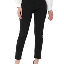 Smarty Pants Black Cotton Lycra Skinny Fit High Rise Trousers-image-58