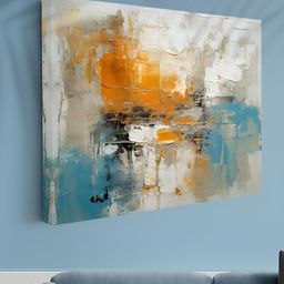 Aura White & Orange 1 Piece Canvas Abstract Wall Paintings-18