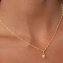 LUNA Women14KT Gold Lab Grown Diamond Round Drop Pendant With Gold Chain-2.96 g-picture-25