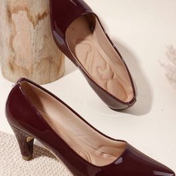 Denill Women Maroon Solid Pointed Toe Mid-Top Closed Back Cone Heels-picture-12