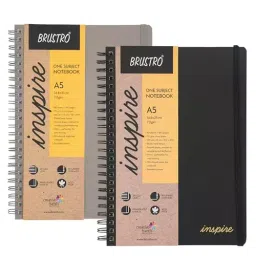 Brustro Inspire Series Ruled Notebook A5 Size 70 GSM Black & Grey, BRIOSA5BGCOM (Pack of 2)-38