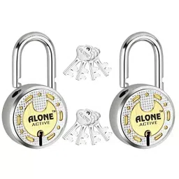 ALONE LOCKS Round 65 mm Steel Chrome 8 Same Keys Double Locking Padlock (Pack of 2)-0