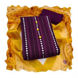 MANVAA Striped Embroidered Sequinned Unstitched Dress Material-picture-4