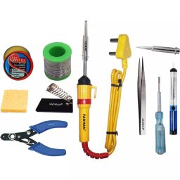 Fadman Beginner Basic 10 In 1 Soldering Iron Kit Copper, Iron & Nickle Corded 25 W with Solder Wire, Cutter, Tester-14
