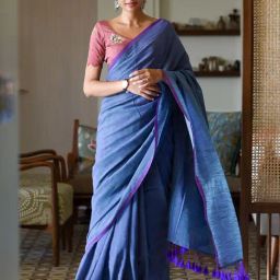 Suta Blue Woven Saree-image-54
