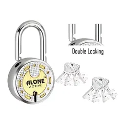 ALONE LOCKS Round 65 mm Steel Chrome 8 Same Keys Double Locking Padlock (Pack of 2) image 2