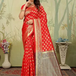 MORDEN MUSE Ethnic Motifs Woven Design Zari Banarasi Saree-picture-3