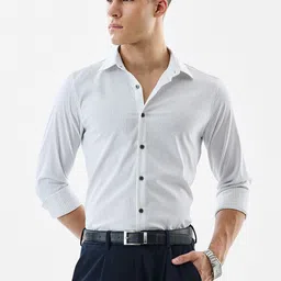 Snitch Pin Striped Spread Collar Slim Fit Formal Shirt-image-54