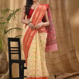 DESH BIDESH Woven Design Pure Cotton Taant Saree-image-28