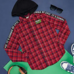 Pantaloons Junior Red Cotton Chequered Full Sleeves Shirt-image-83