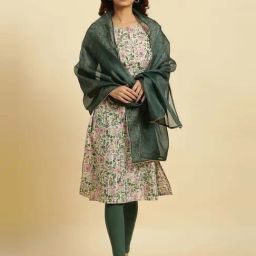 W Green Woven Pattern Dupatta-picture-20