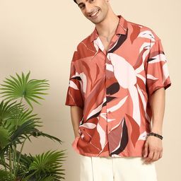 Mast & Harbour Abstract Printed Drop-Shoulder Sleeves Oversized Casual Shirt-25
