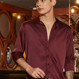 Campus Sutra Men Comfort Fit Cuban Collar Solid Cotton Casual Shirt-image-35