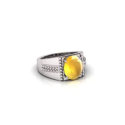RRVGEM 11.25 KT Yellow Sapphire Silver Plated Ring Astrological Adjustable Ring Size 16-22 for M-image-29