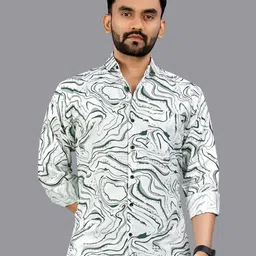 Metronaut Men Classic Fit Abstract Printed Spread Collar Cotton Casual Shirt-image-4