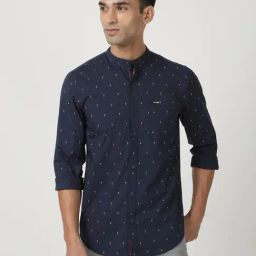 Wrangler Navy Slim Fit Printed Shirt-picture-26