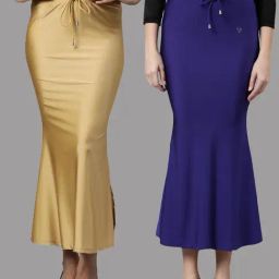 TWIN BIRDS Blue & Golden Plain Saree Shapewear - Pack Of 2-image-105