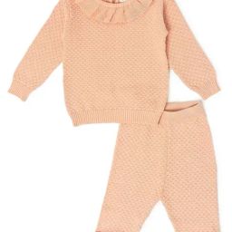 MiArcus Kids Peach Cotton Regular Fit Full Sleeves Top Set-84