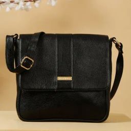 Teakwood Leathers Black Leather Medium Cross Body Bag-24