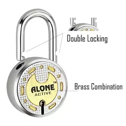 ALONE LOCKS Round 65 mm Steel Chrome 8 Same Keys Double Locking Padlock (Pack of 2) image 4