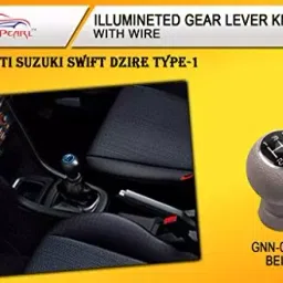 Auto Pearl Leather Car LED Illuminated Gear Lever Knob with Wire Compatible with Swift Dzire Type-1 (Beige)-22