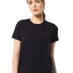 Amante Jet Black Cotton Sports T-Shirt-36