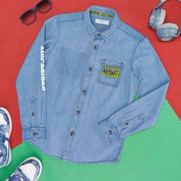 Pantaloons Junior Blue Printed Full Sleeves Shirt-image-35
