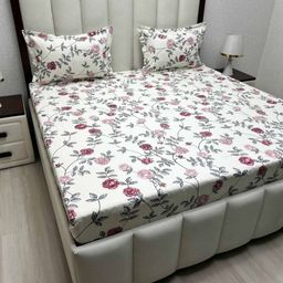 Pure Decor Amulya White Floral Printed Microfiber 230 TC Queen Bedsheet Set 2.28 x 2.54 m-image-52
