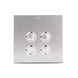 Schneider Electric ULTI Impress Push-Push Switch Cover 4 Gang Polycarbonate Brushed Silver, UC24SW/P>XBS-OS-20