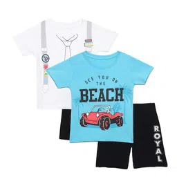 YK Boys Pack Of 2 Printed Pure Cotton T-shirt With Shorts-image-43